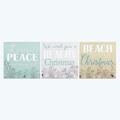 Youngs Wood Nautical Christmas Wall Sign with Cutout Lettering, Assorted Color - 3 Piece 60381